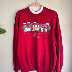 Vintage Red Crewneck Sweatshirt Unisex Hendersonville TN Main Street graphic